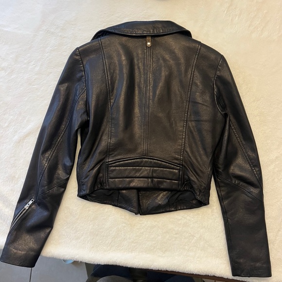 Mackage Exclusively for Aritzia Black Lamb Leather Moto Biker Jacket S - Picture 6 of 9